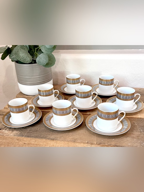 Queens Luxury Other - Queen's Luxury 24K Gold Plated Greek Key Demitasse Set of 8 - Japan